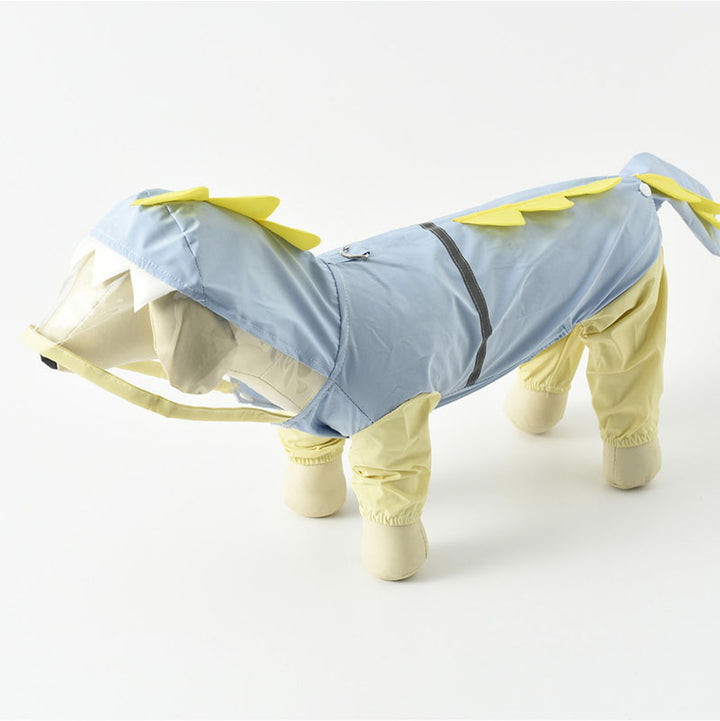 Full-coverage dinosaur raincoat for dogs