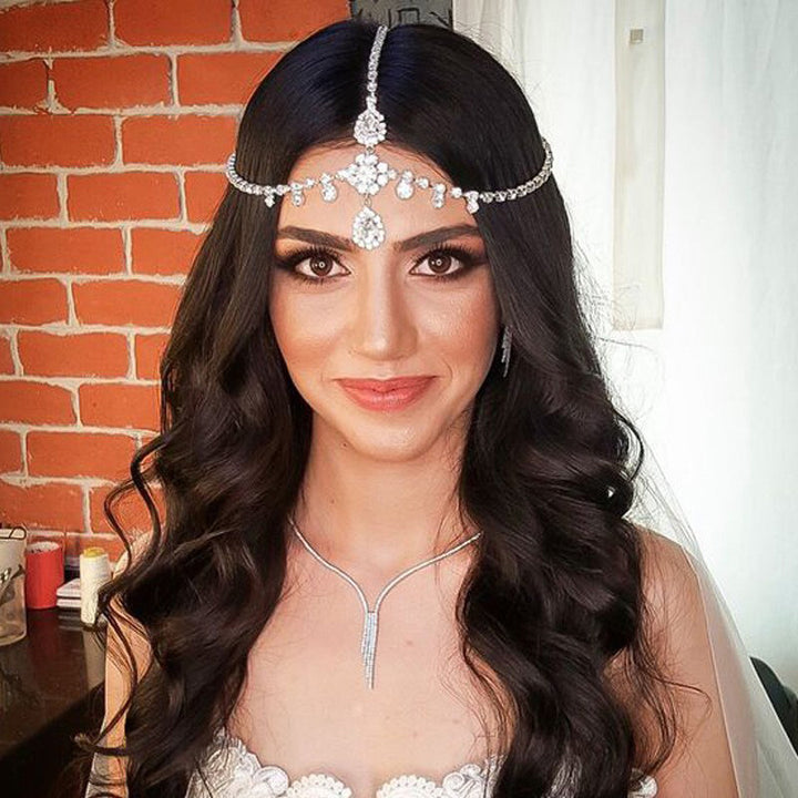 Water droplet forehead chain hair accessory