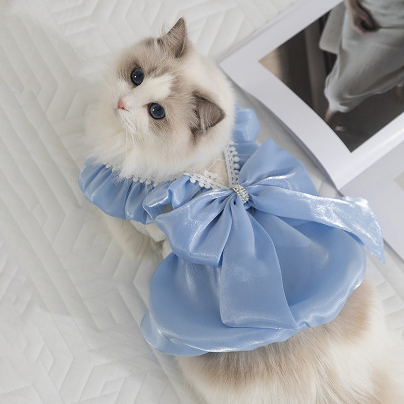 Cat-themed shimmering bow dress