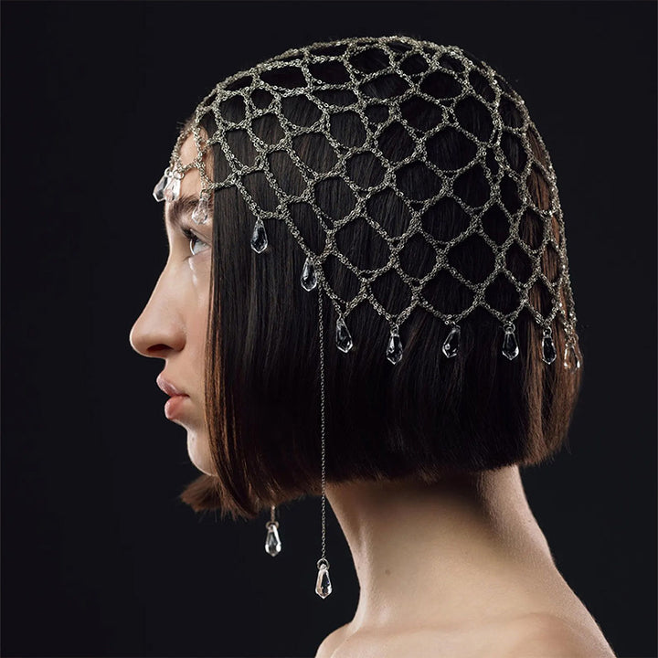 Water drop crystal tassel hair accessory