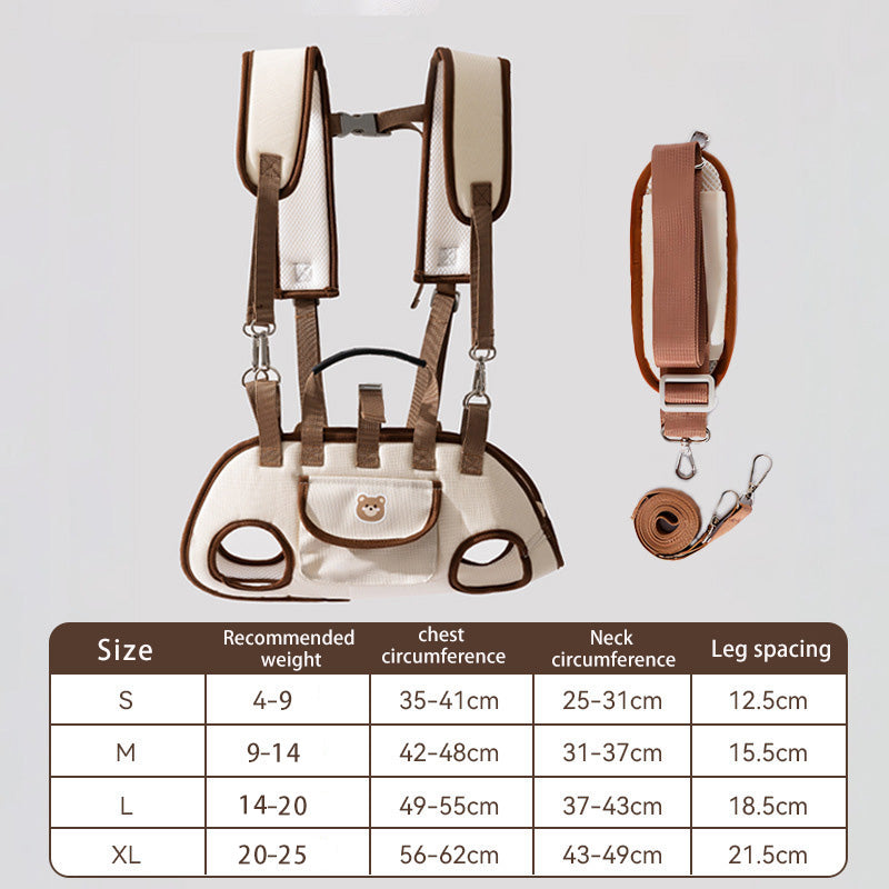 Double-shoulder and hand-held pet leash backpack