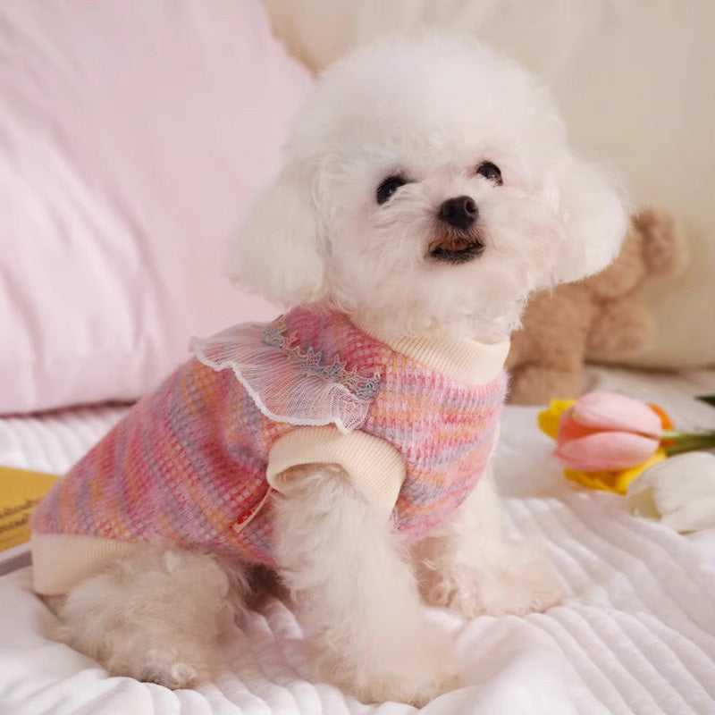 Cute Pet Vest with Lace Knitwear
