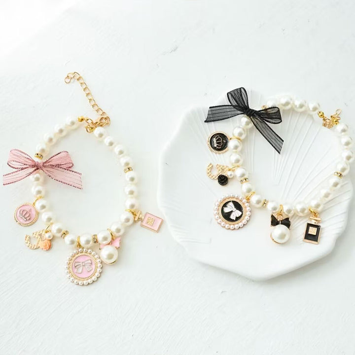Pet pearl collar necklace