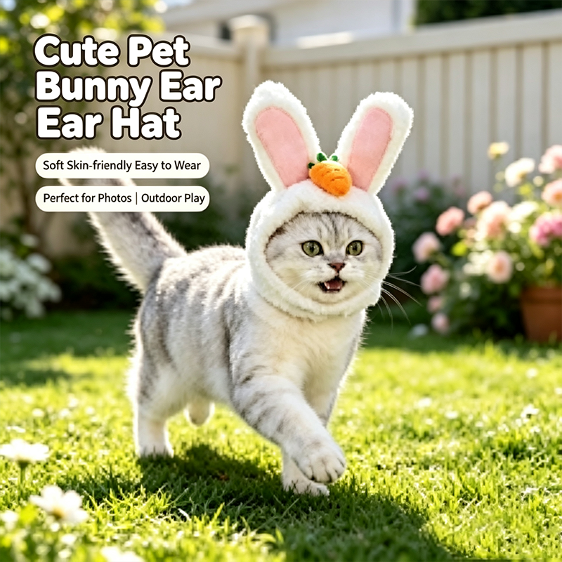 Plush Bunny Ear Pet Hat With Carrot
