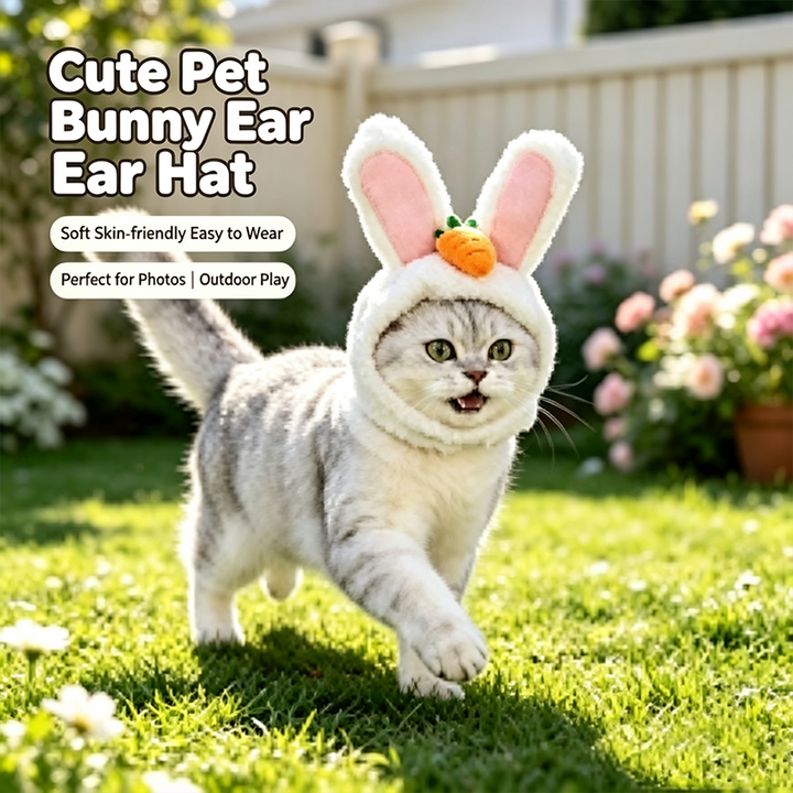 Plush Bunny Ear Pet Hat With Carrot