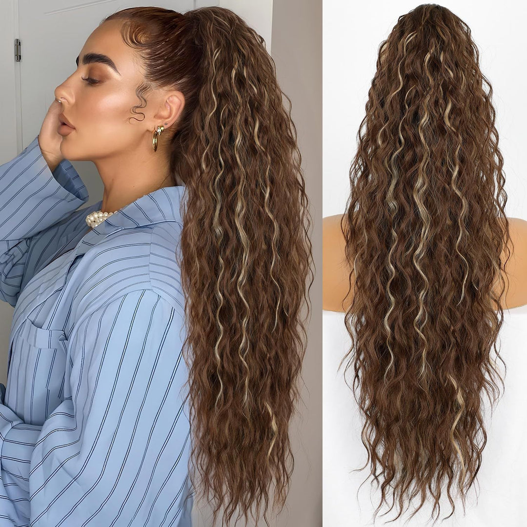 Curly hair extension with ponytail