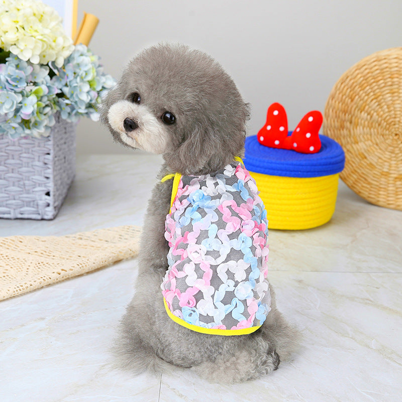 Floral Mesh Pet Sling Tank Summer Vest