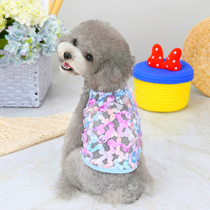 Floral Mesh Pet Sling Tank Summer Vest