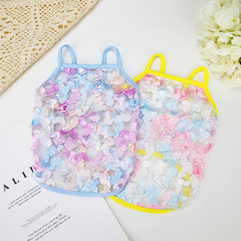Floral Mesh Pet Sling Tank Summer Vest