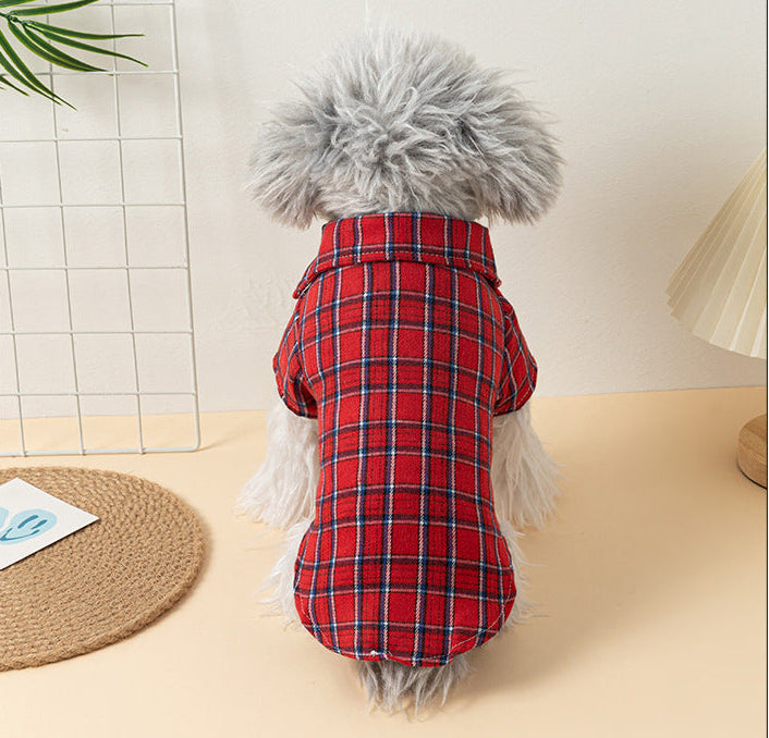 Casual Grid Pattern Dog Clothes