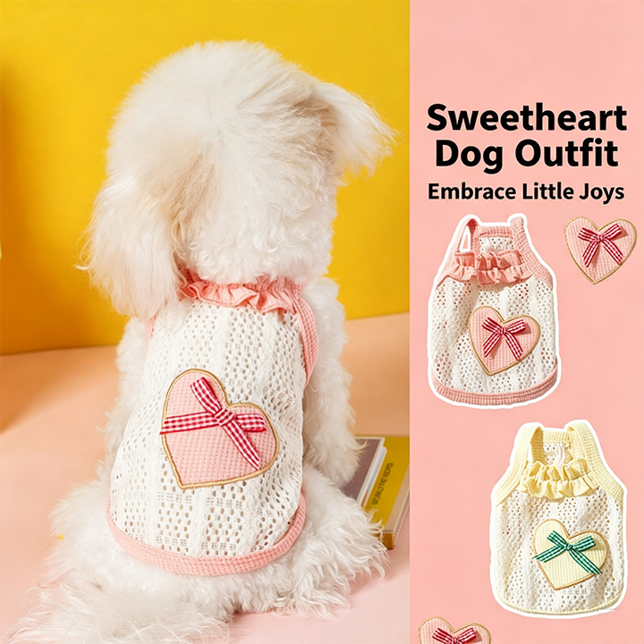 Heart Bow Lace Dog Tank Top