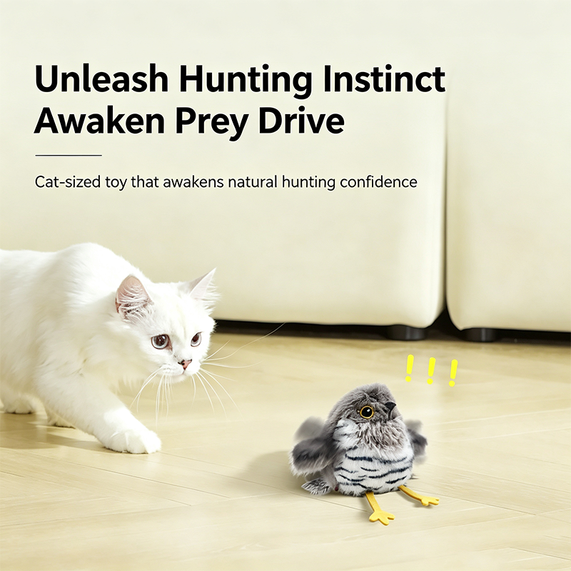 Soft Plush Moving Bird Cat Toy