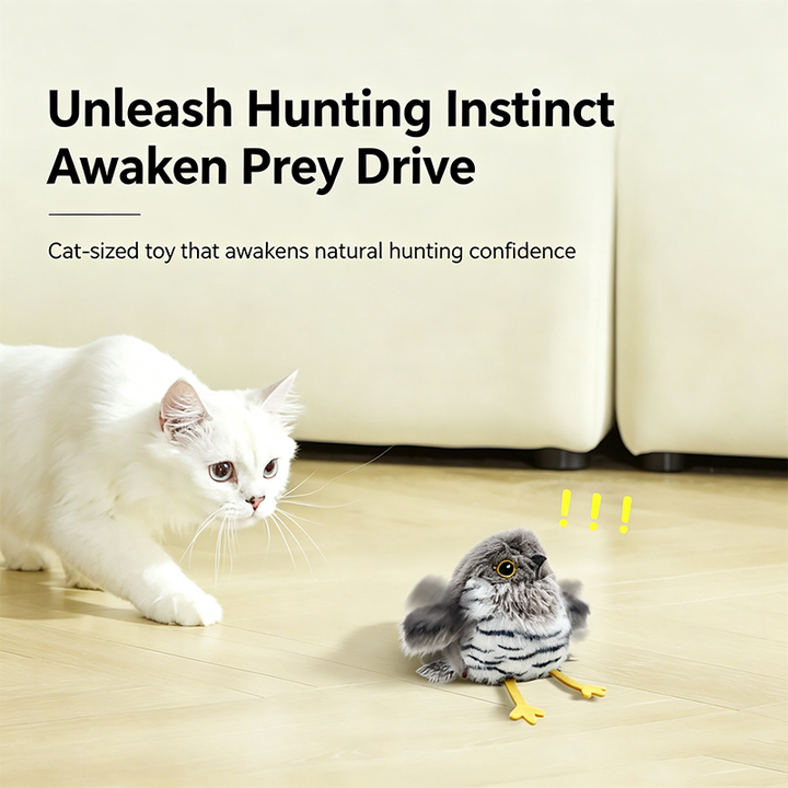Soft Plush Moving Bird Cat Toy