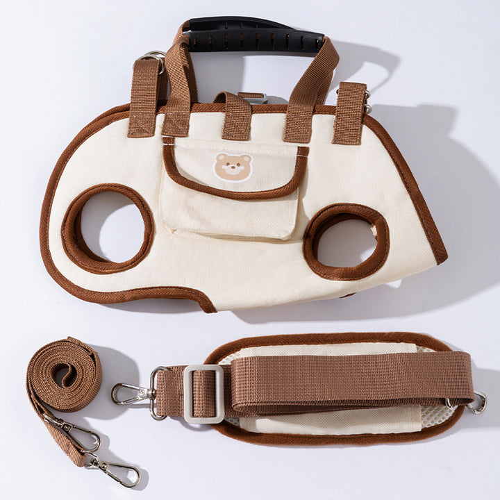 Double-shoulder and hand-held pet leash backpack