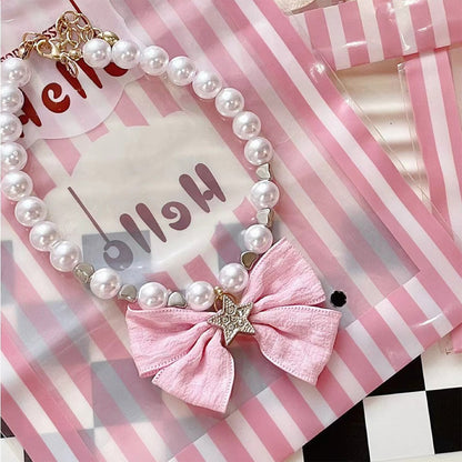 Pet pearl necklace collar