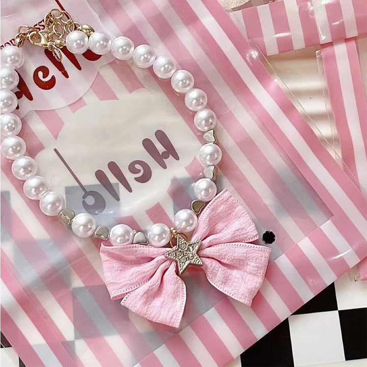 Pet pearl necklace collar