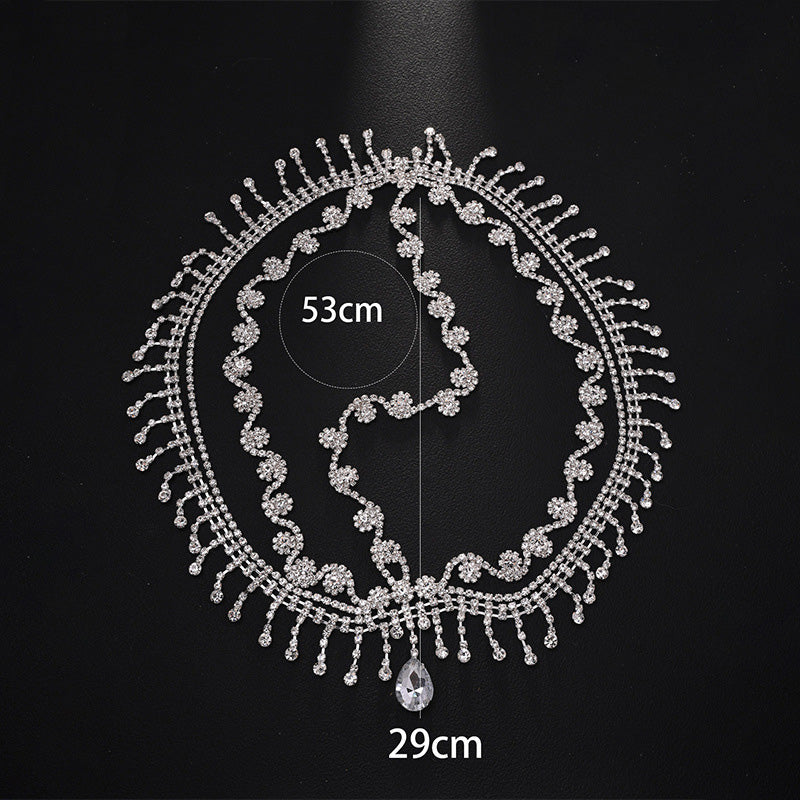 Multi-layered mesh tassel hair chain