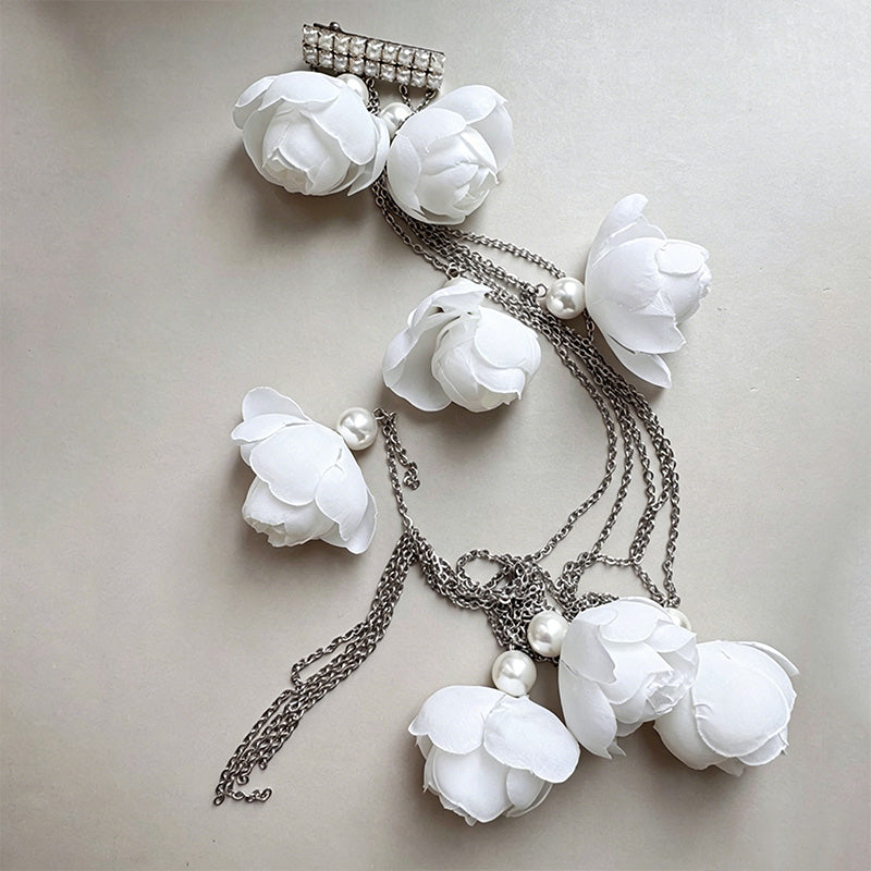 Long floral chain side clip