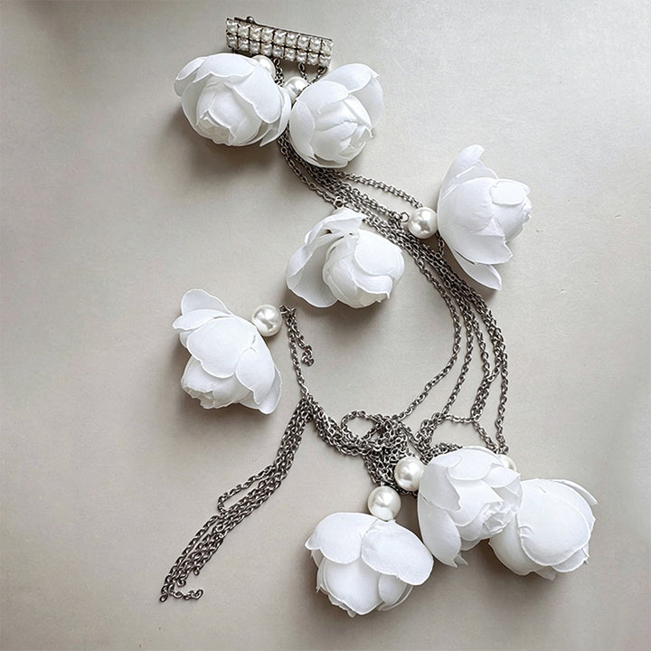 Long floral chain side clip