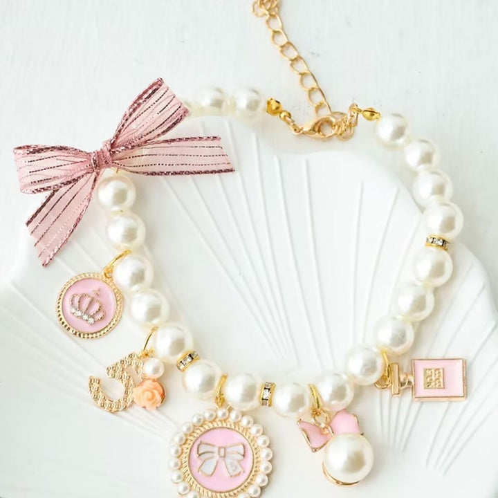 Pet pearl collar necklace