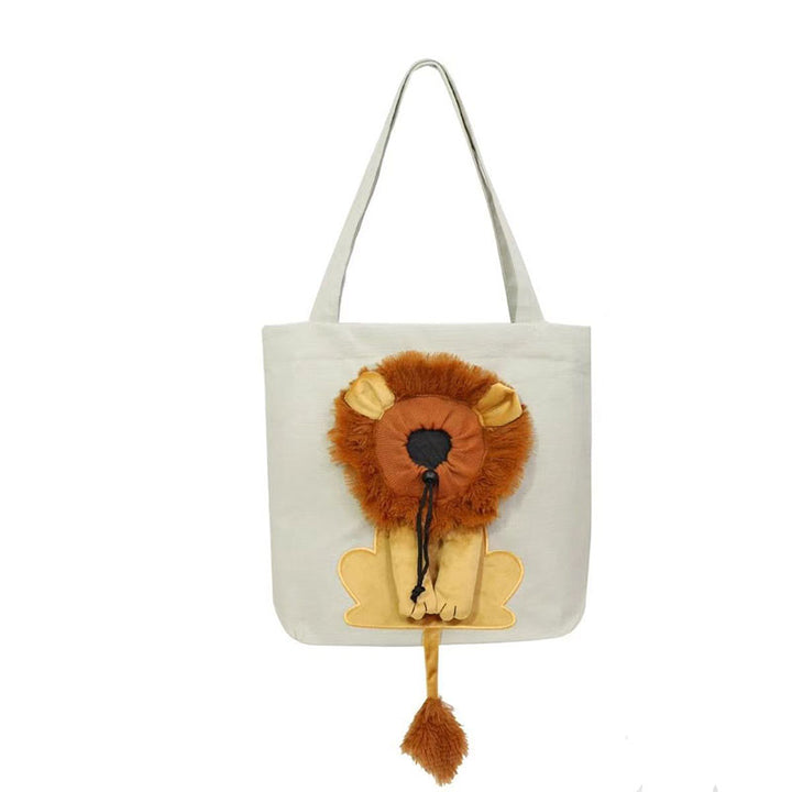 Cute Lion-Head Canvas Pet Carrier Bag