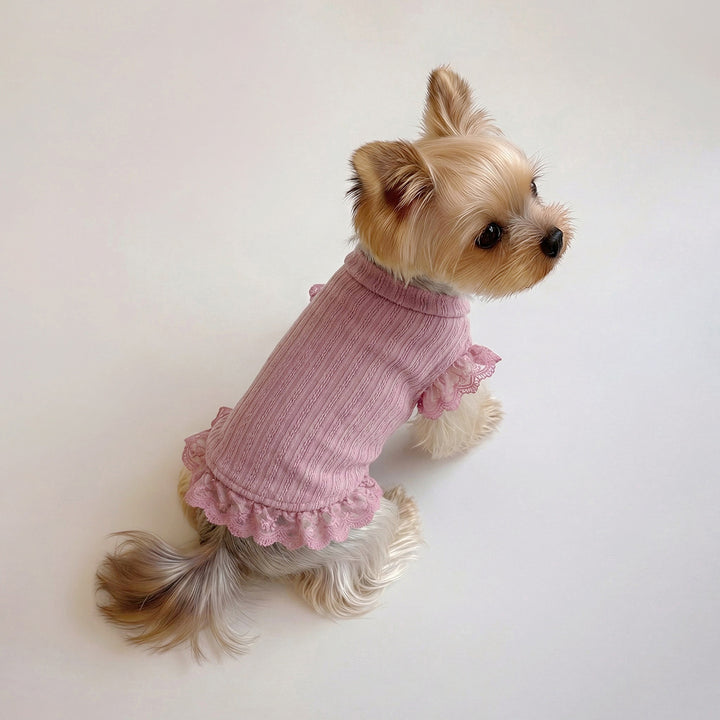 Lace Ruffle Knit Shirts for Small Dogs