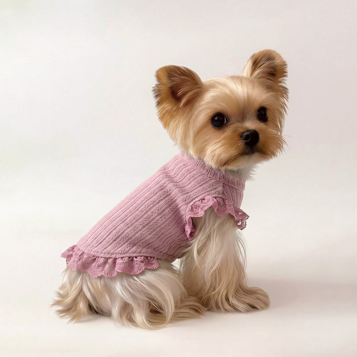 Lace Ruffle Knit Shirts for Small Dogs