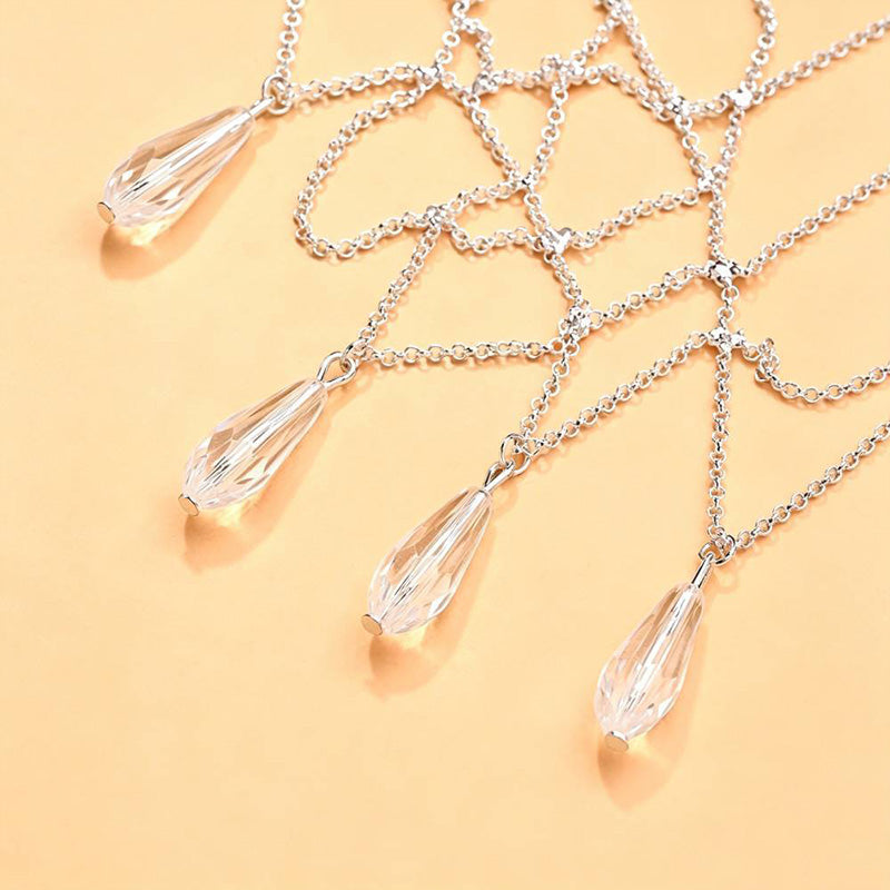 Water drop crystal tassel hair accessory