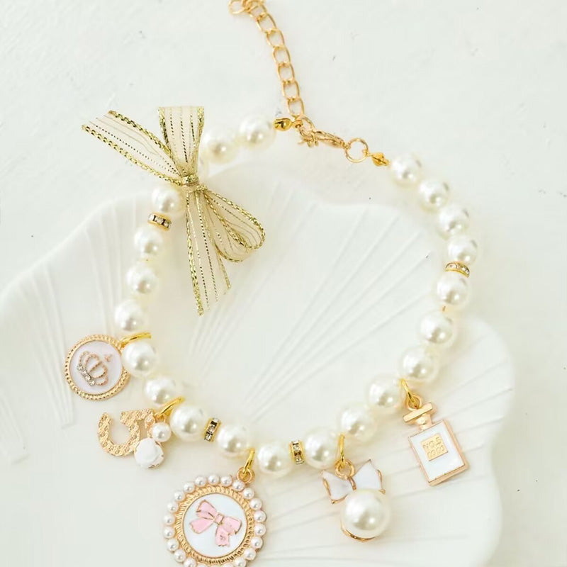 Pet pearl collar necklace