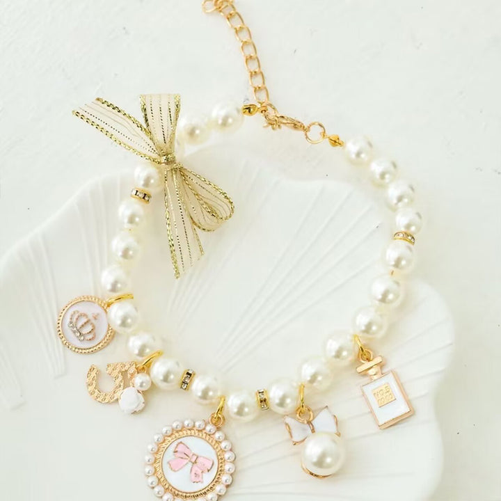 Pet pearl collar necklace