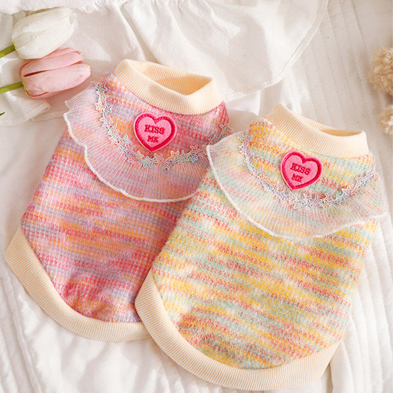 Cute Pet Vest with Lace Knitwear