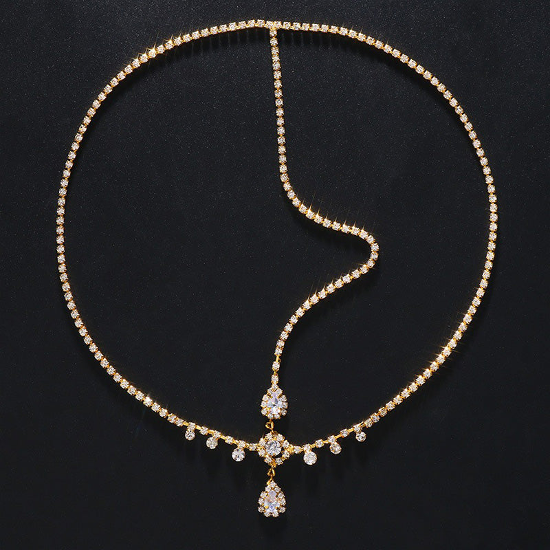 Water droplet forehead chain hair accessory