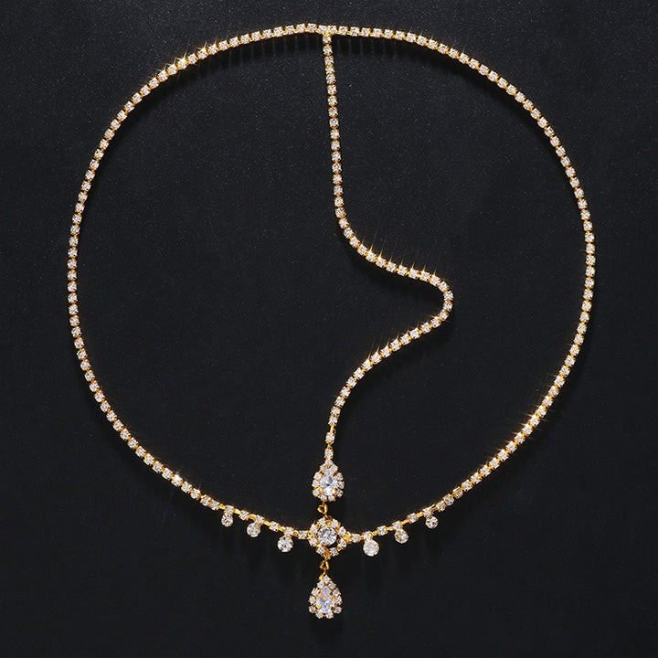 Water droplet forehead chain hair accessory