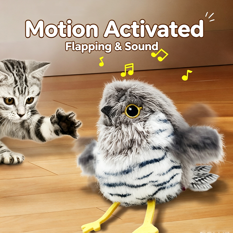Soft Plush Moving Bird Cat Toy