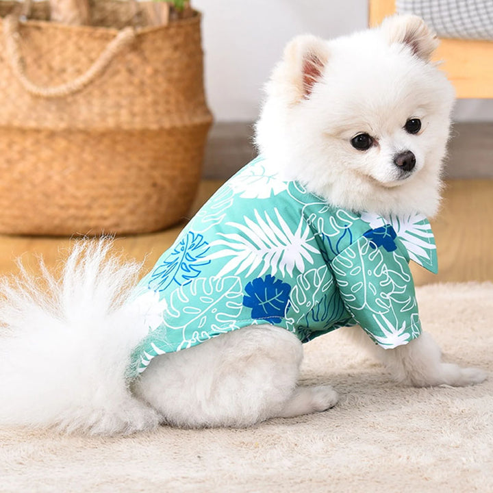 Pet Beach-Style Leaf-Print Shirt