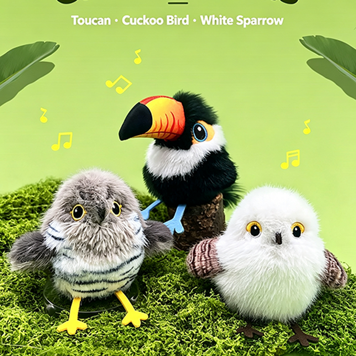 Soft Plush Moving Bird Cat Toy