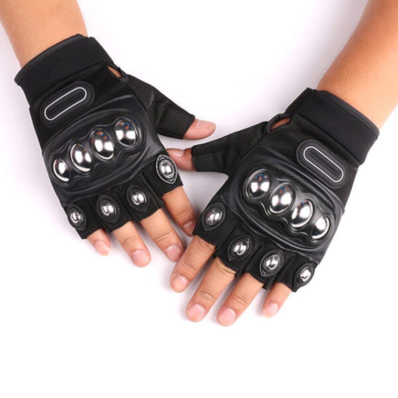 Outdoor Sports Steel Shell Half-Finger Gloves