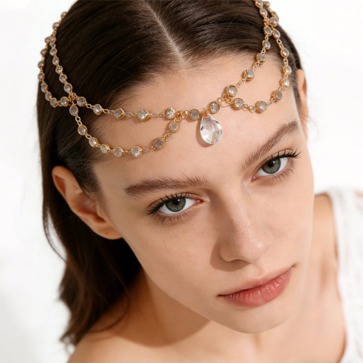 Bohemian Pearl Teardrop Tassel Forehead Ornament