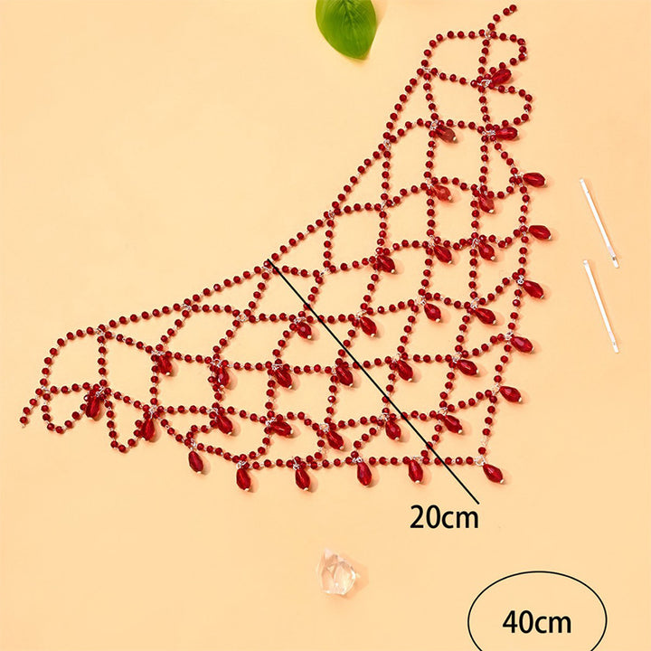 Vintage red crystal bead chain hair accessory