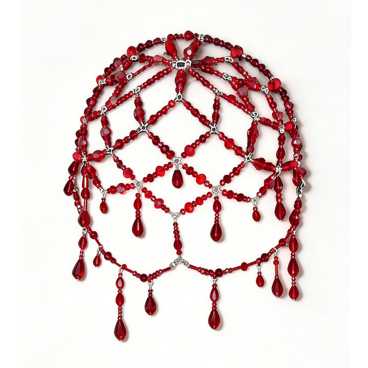 Retro crystal drop-shaped net-like forehead accessory