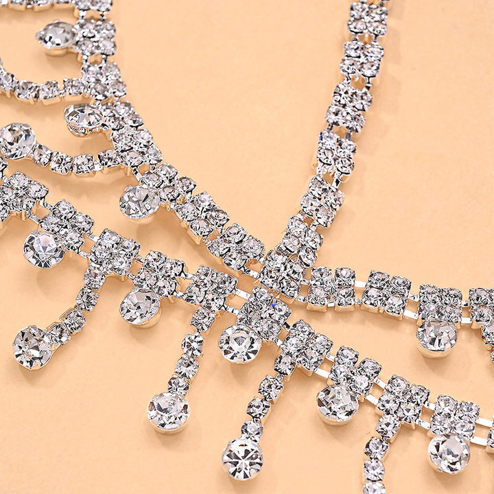Multi-layer rhinestone fringed forehead chain