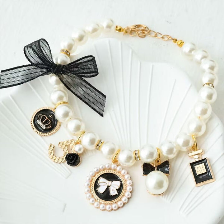 Pet pearl collar necklace