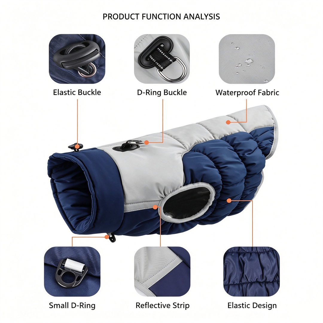 Reflective Windproof Dog Puffer Coat