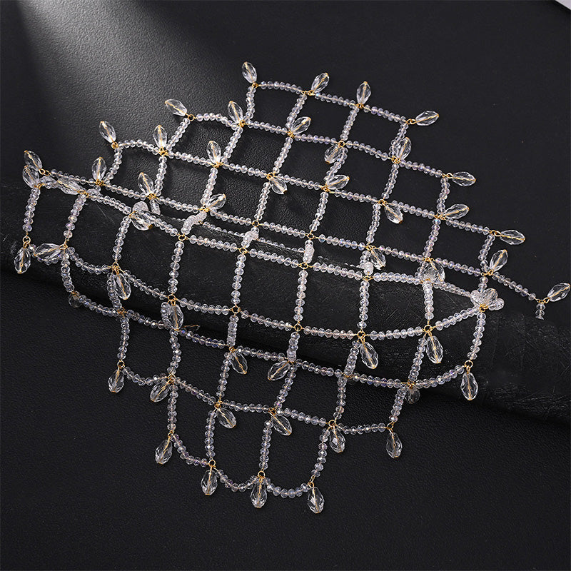 Openwork rhinestone tassel hair chain