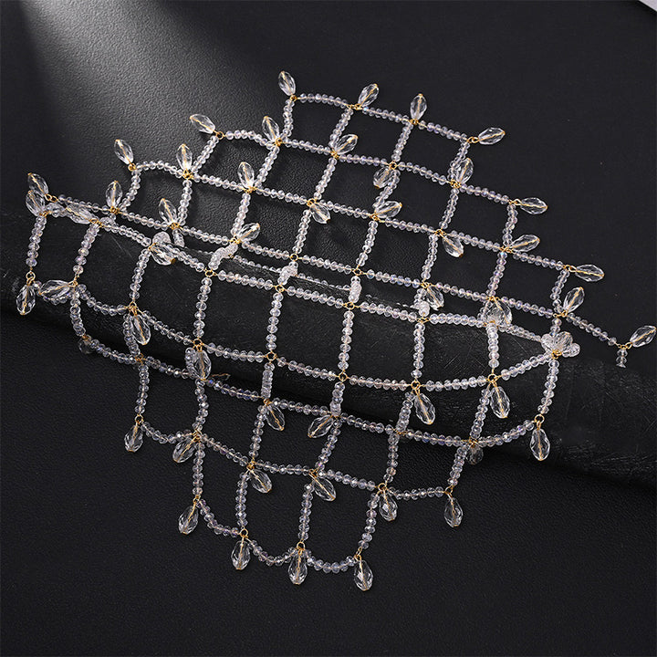 Openwork rhinestone tassel hair chain