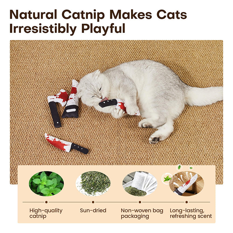 Halloween Bloody Knife Plush Cat Toy