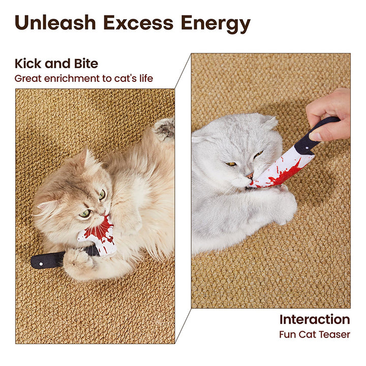 Halloween Bloody Knife Plush Cat Toy