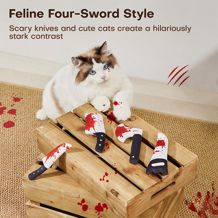 Halloween Bloody Knife Plush Cat Toy