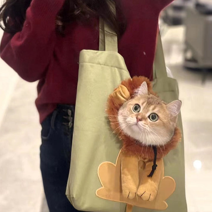 Cute Lion-Head Canvas Pet Carrier Bag
