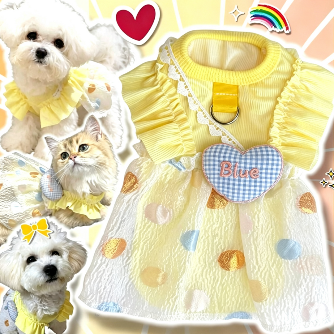 Yellow Polka Dot Pet Bubble Dress